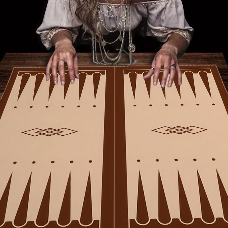 Board Game Harvest - 1pc Brown Backgammon Board Printed Tarot