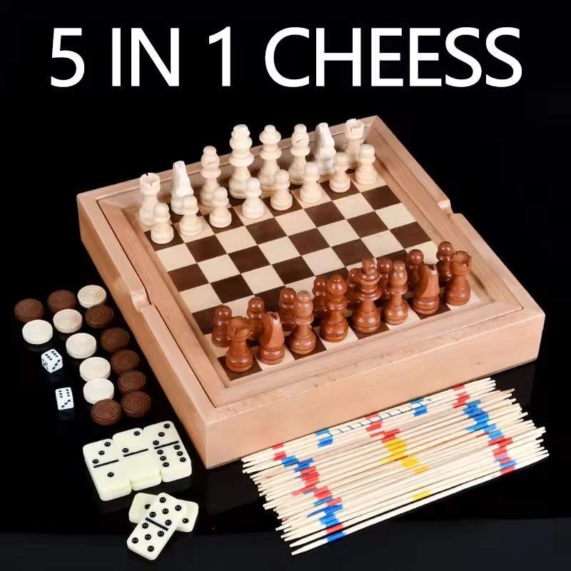 Board Game Yearbook - 5 in 1 Wooden Chess Board