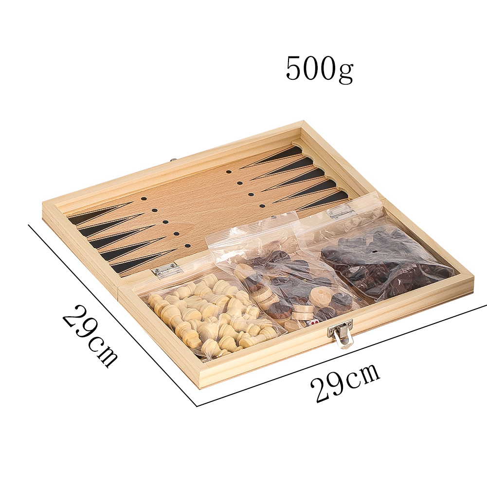 Wooden 3-in-1 Checkers Backgam - đánh giá và giá Board Game Harvest