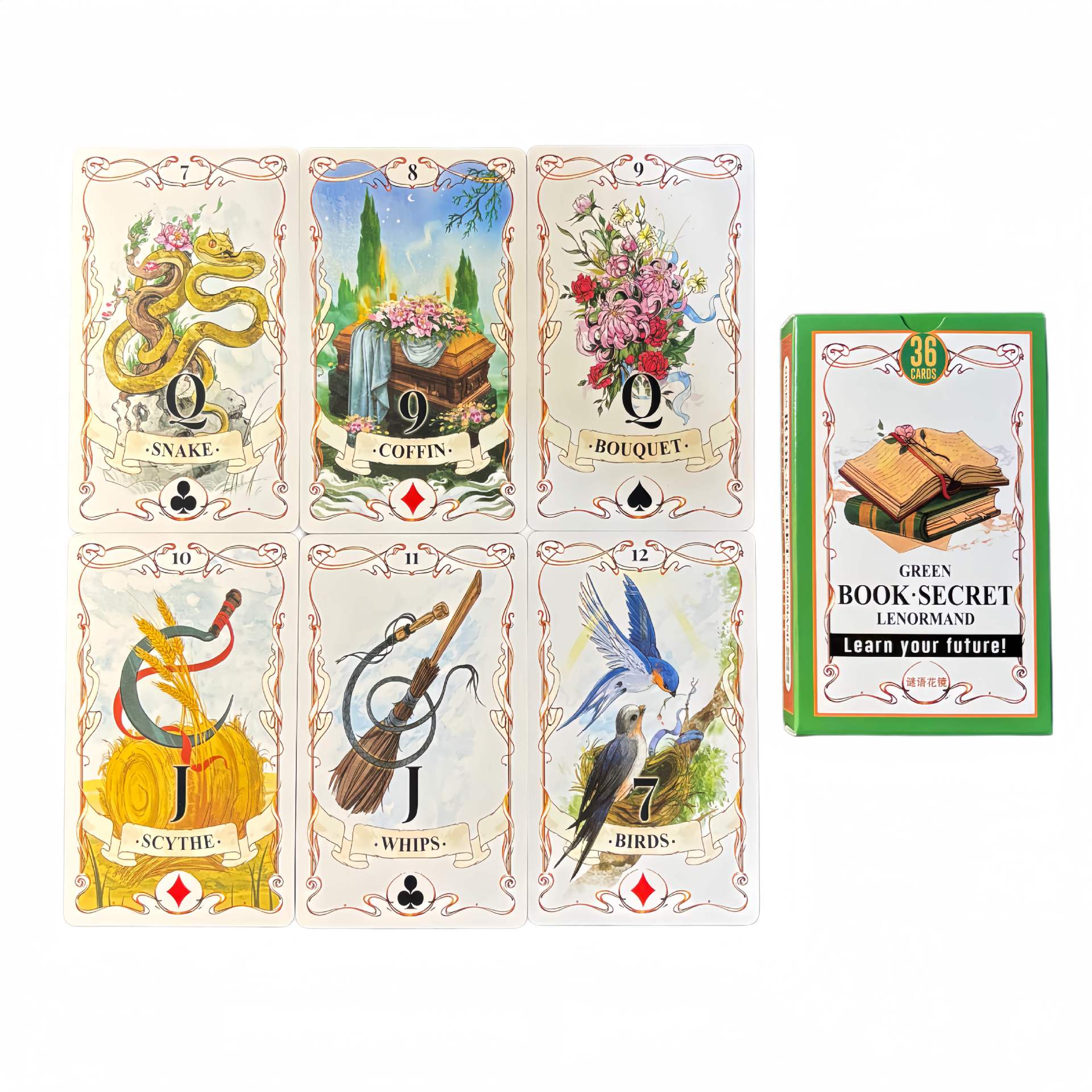 36PCs Green Book Secret Lenorm - đánh giá và giá Board Game Yearbook